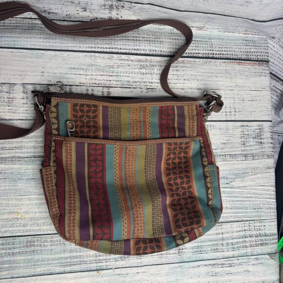 Fossil Multicolor Striped Crossbody Bag Adjustable Strap Boho - Picture 1 of 6